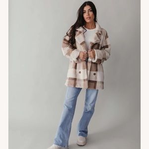 Faux Fur Check Coat
